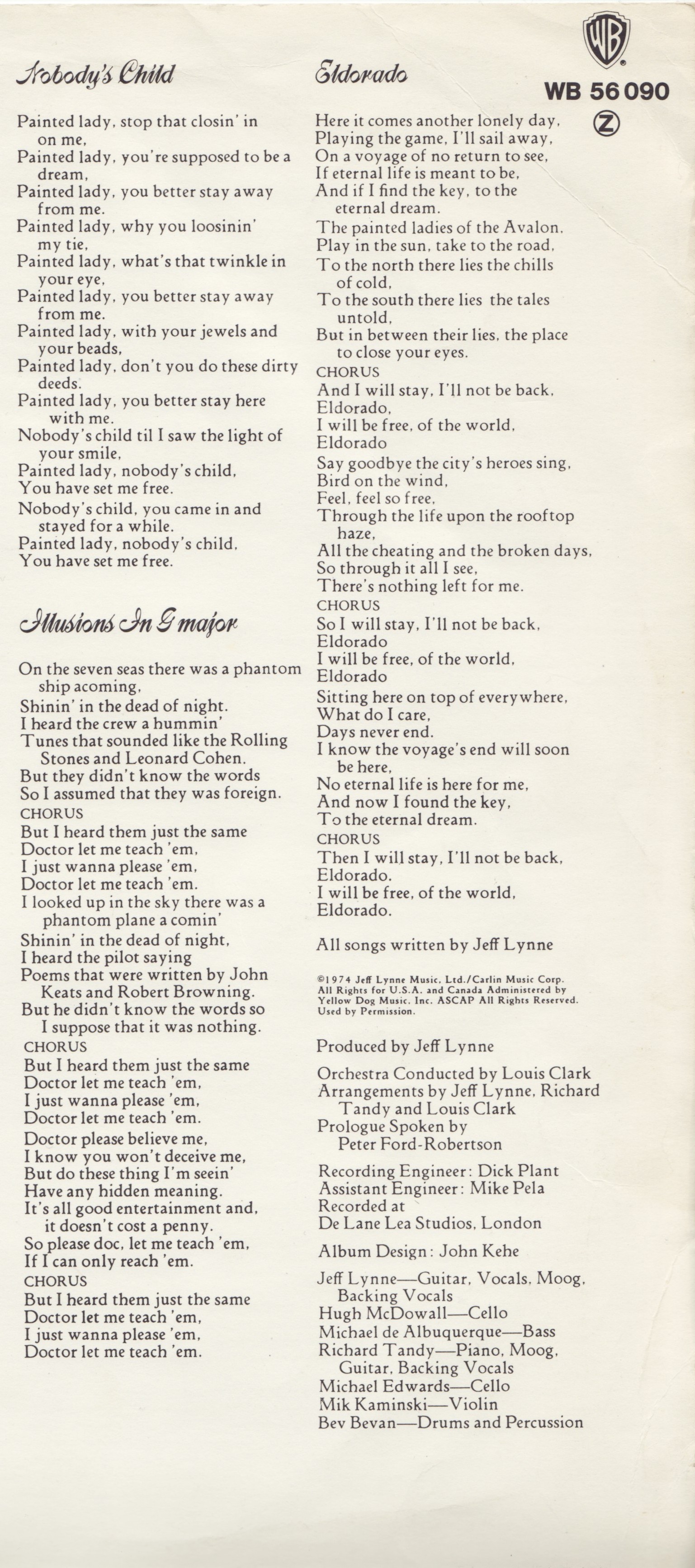 Electric Light Orchestra  Eldorado : LP Inside2  nl